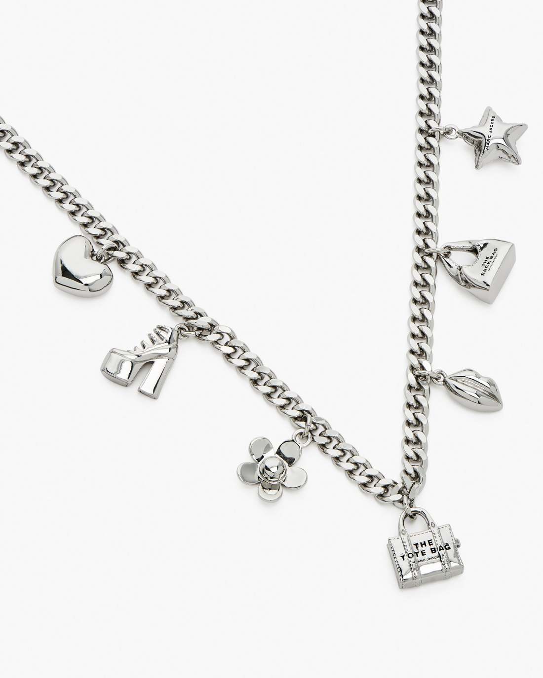 The Mini Icon Charm Necklace Light Antique Silver - Marc Jacobs Signature