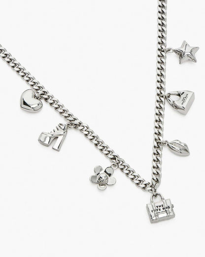 The Mini Icon Charm Necklace Light Antique Silver - Marc Jacobs Signature