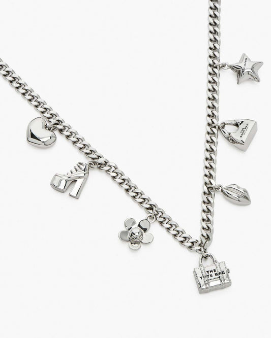 The Mini Icon Charm Necklace Light Antique Silver - Marc Jacobs Signature