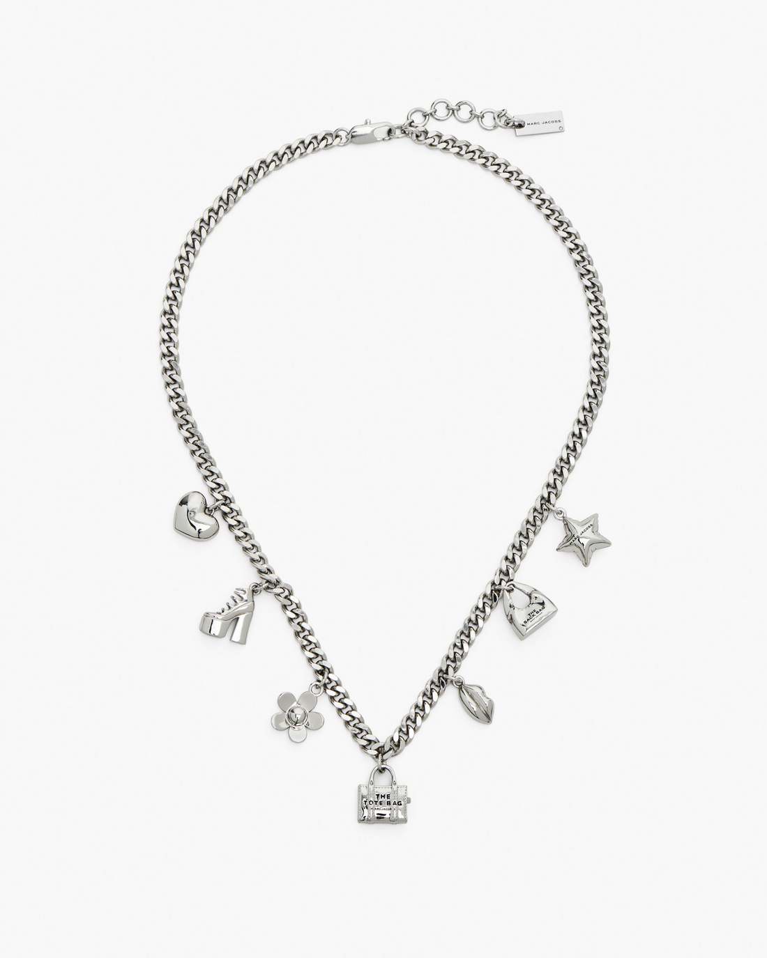 The Mini Icon Charm Necklace Light Antique Silver - Marc Jacobs Signature