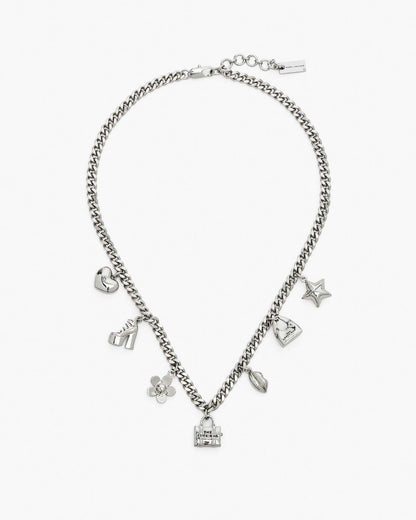 The Mini Icon Charm Necklace Light Antique Silver - Marc Jacobs Signature