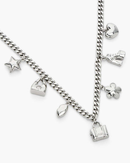 The Mini Icon Charm Necklace Light Antique Silver - Marc Jacobs Signature