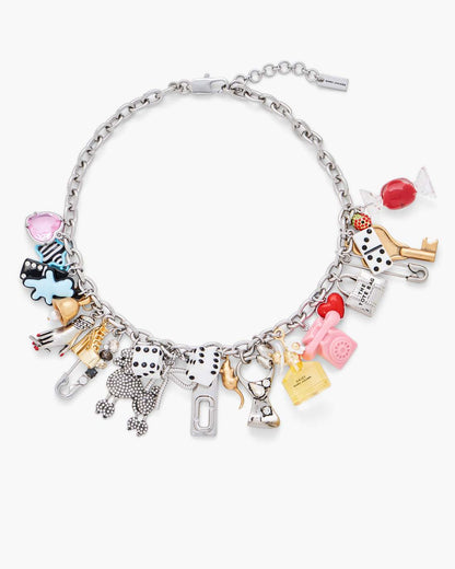 The Sticker Charm Statement Necklace Silver Multi - Marc Jacobs Trending