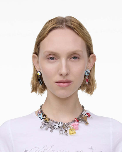 The Sticker Charm Statement Necklace Silver Multi - Marc Jacobs Trending