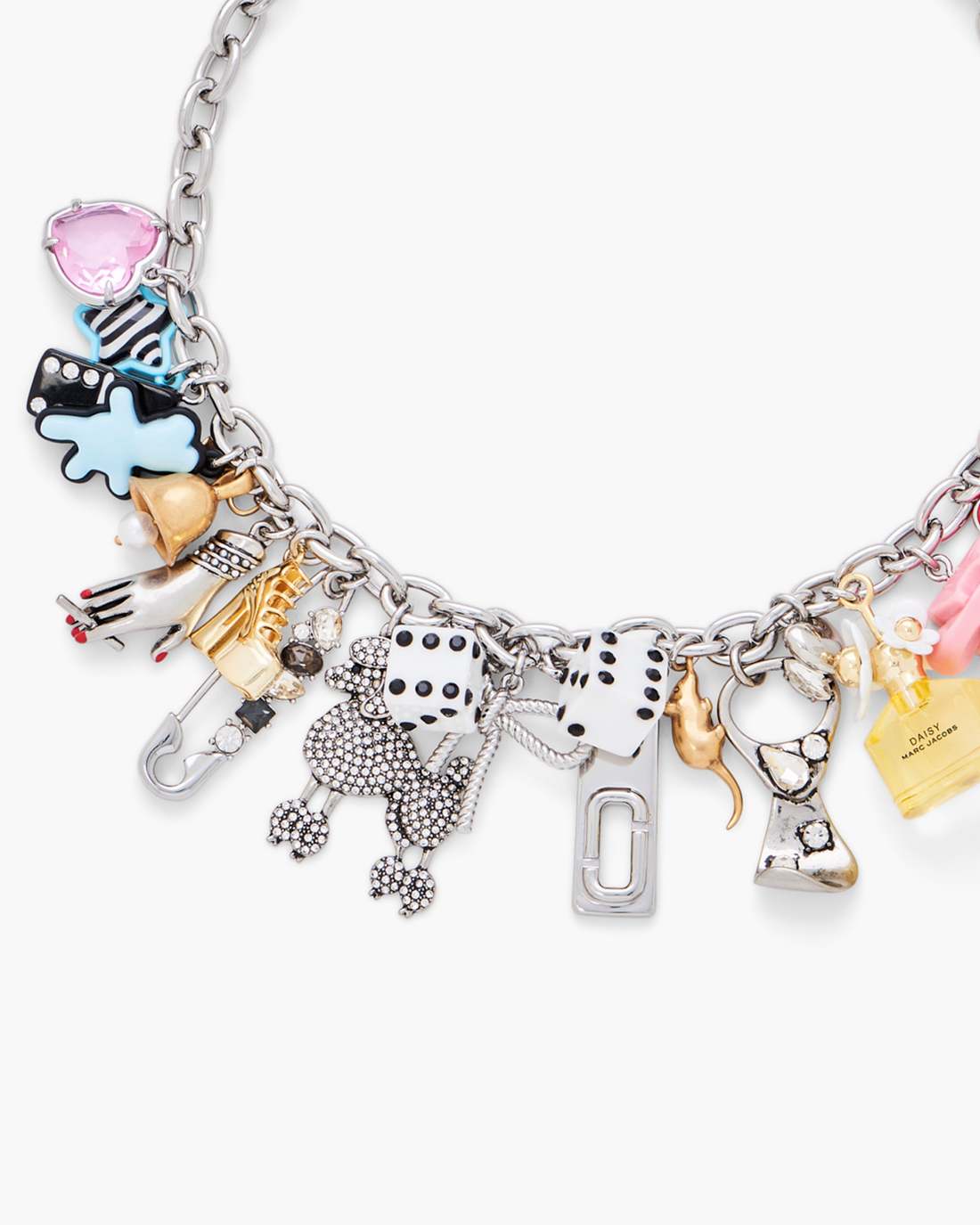 The Sticker Charm Statement Necklace Silver Multi - Marc Jacobs Trending