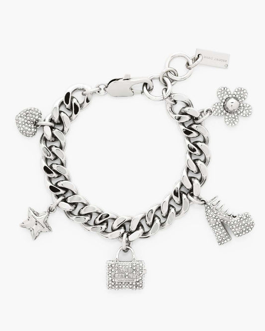 The Pave Mini Icon Charm Bracelet Silver/Crystal - Marc Jacobs Best Seller