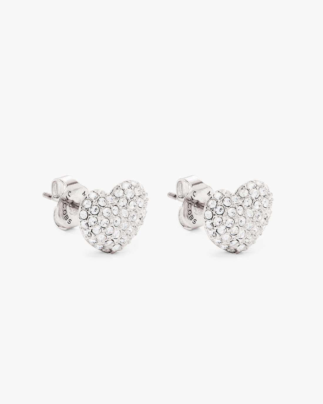 The Heart Pave Earrings Silver/Crystal - Marc Jacobs Best Seller