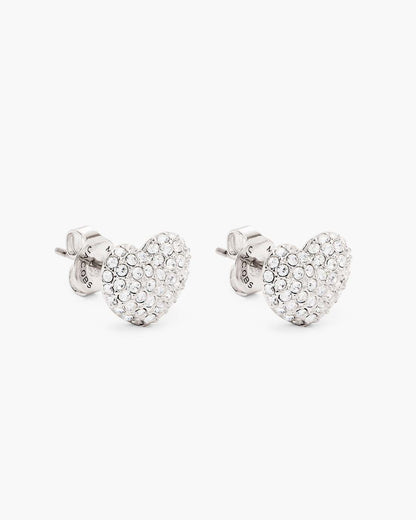The Heart Pave Earrings Silver/Crystal - Marc Jacobs Best Seller