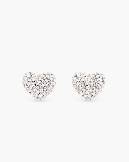 The Heart Pave Earrings Silver/Crystal - Marc Jacobs Best Seller