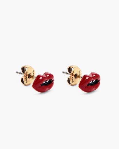 The Lips Stud Earrings Gold/Red - Marc Jacobs Signature