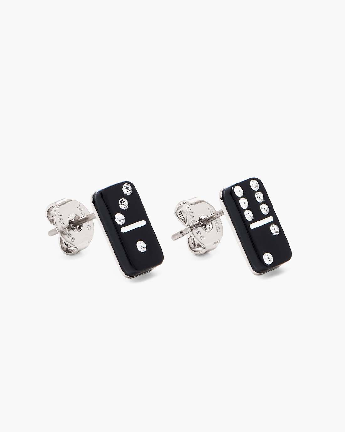 The Domino Stud Earrings Silver/Black - Marc Jacobs Premium
