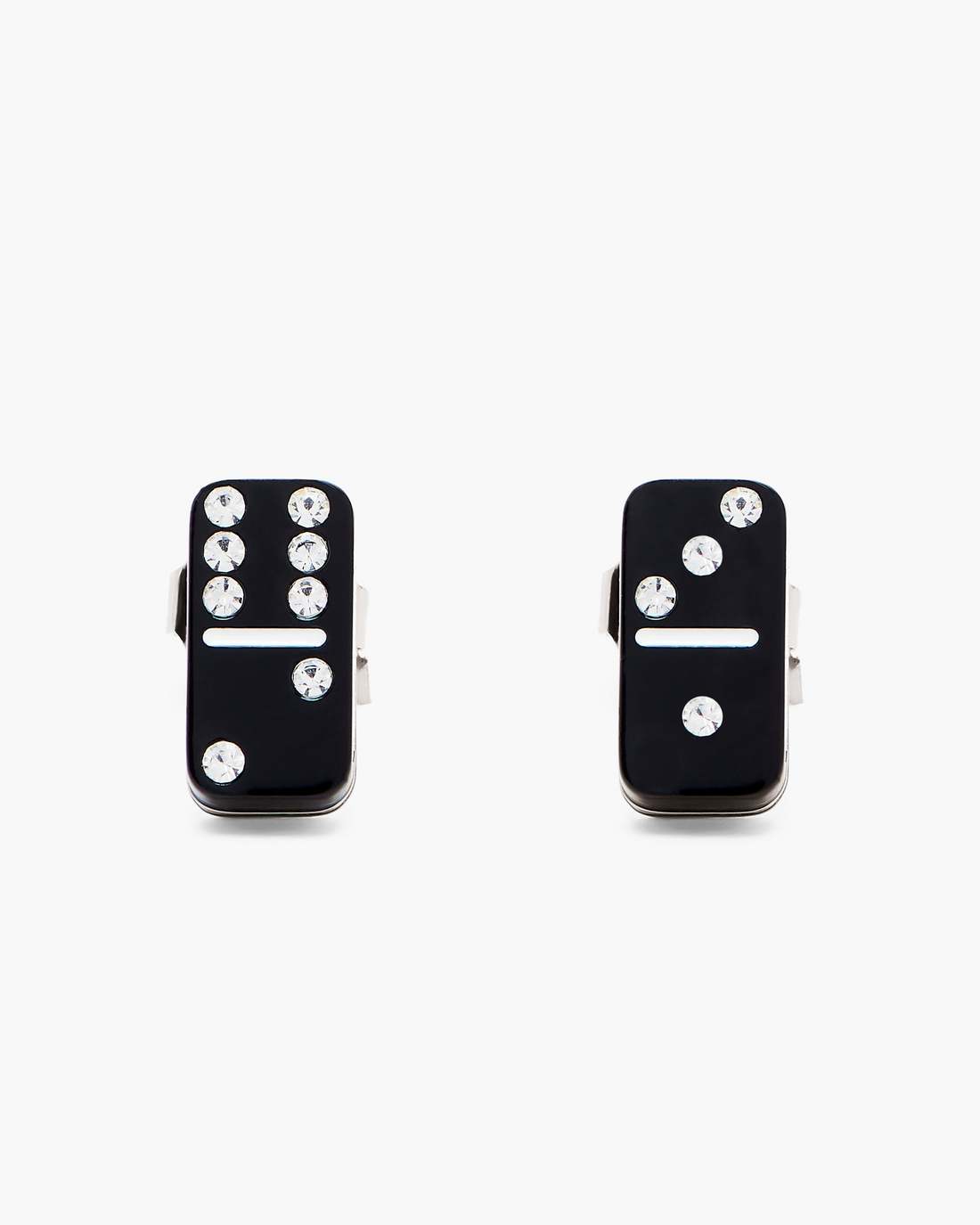 The Domino Stud Earrings Silver/Black - Marc Jacobs Premium