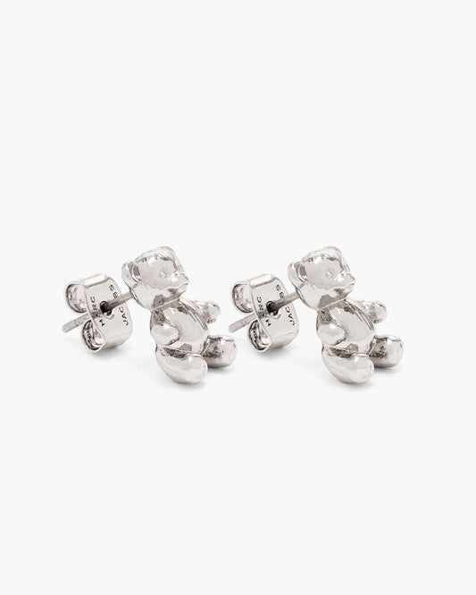 The Teddy Bear Stud Earrings Light Antique Silver - Marc Jacobs New