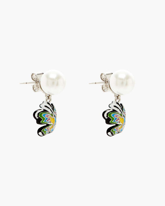 Hattie Stewart X Marc Jacobs Butterfly Pearl Earrings Silver/Multi - Marc Jacobs Featured