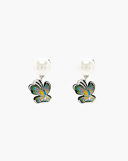 Hattie Stewart X Marc Jacobs Butterfly Pearl Earrings Silver/Multi - Marc Jacobs Featured