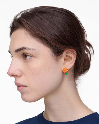 David Shrigley X Marc Jacobs Joy Flower Stud Earrings Silver/Orange - Marc Jacobs Popular