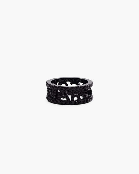 The Monogram Pave Ring Black/Black Crystal - Marc Jacobs New