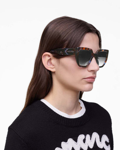 The J Marc Square Sunglasses Havana Multi - Marc Jacobs Signature