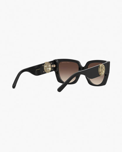 The J Marc Square Cutout Sunglasses Black - Marc Jacobs Signature