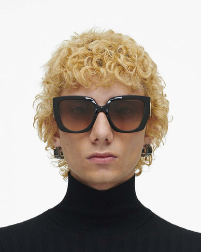The J Marc Square Cutout Sunglasses Black - Marc Jacobs Signature