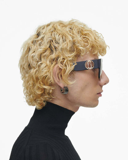 The J Marc Square Cutout Sunglasses Black - Marc Jacobs Signature