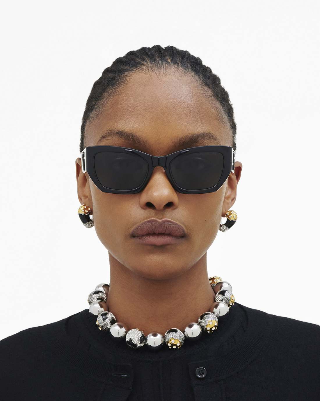 The J Marc Square Cat Eye Sunglasses Black - Marc Jacobs Signature