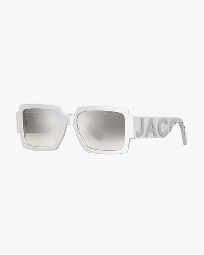 The Bold Logo Square Mirrored Sunglasses White/Grey - Marc Jacobs Featured