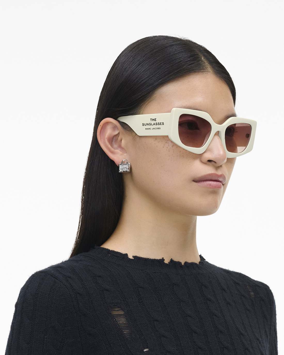 The Square Cat Eye Sunglasses Ivory - Marc Jacobs Signature