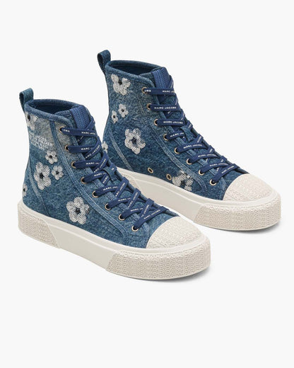 The Sequin Daisy Denim High Top Sneaker Vintage Indigo - Marc Jacobs Premium