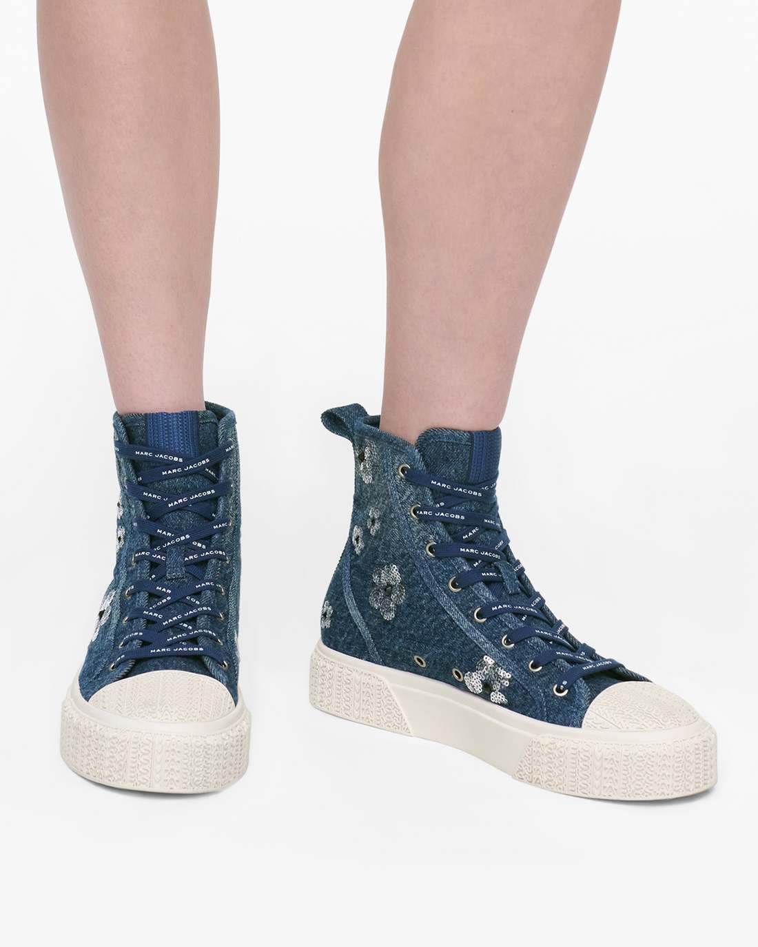 The Sequin Daisy Denim High Top Sneaker Vintage Indigo - Marc Jacobs Premium