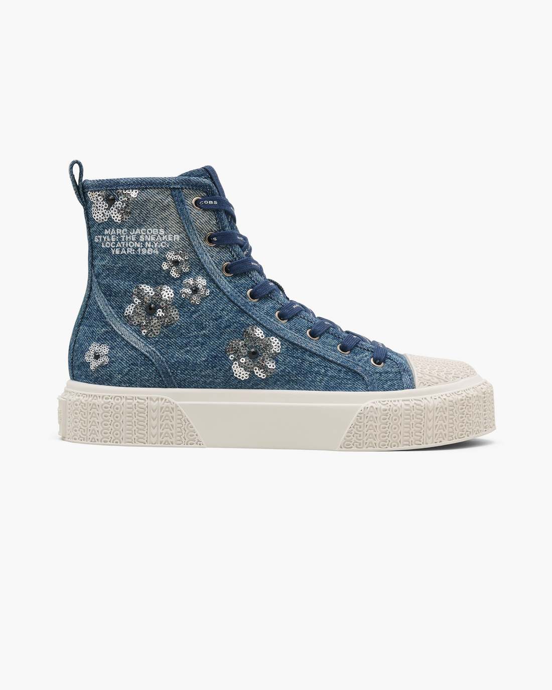 The Sequin Daisy Denim High Top Sneaker Vintage Indigo - Marc Jacobs Premium
