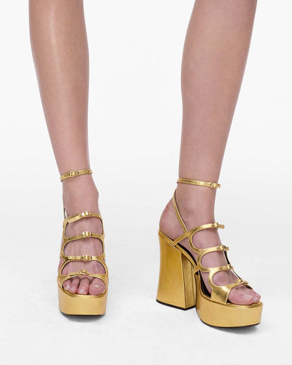 The Metallic Leather Kiki Platform Sandal Gold - Marc Jacobs Recommended