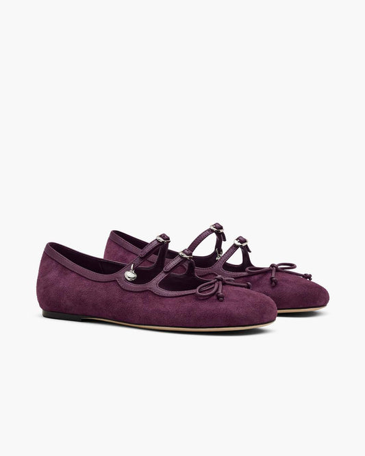 The Suede Kiki Ballerina Dark Plum - Marc Jacobs New