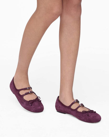 The Suede Kiki Ballerina Dark Plum - Marc Jacobs New