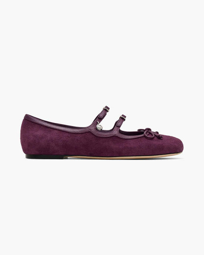 The Suede Kiki Ballerina Dark Plum - Marc Jacobs New