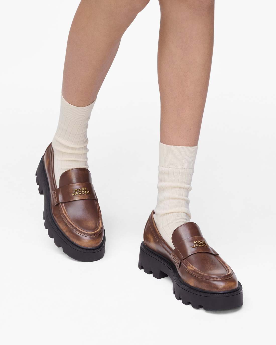 The Distressed Leather Frankie Loafer Ebony - Marc Jacobs Trending