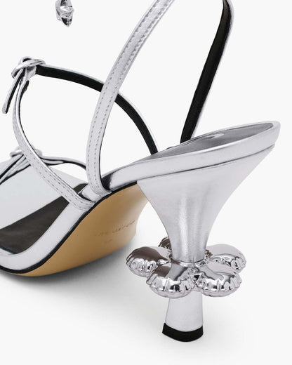 The Metallic Leather Daisy Heel Silver - Marc Jacobs New