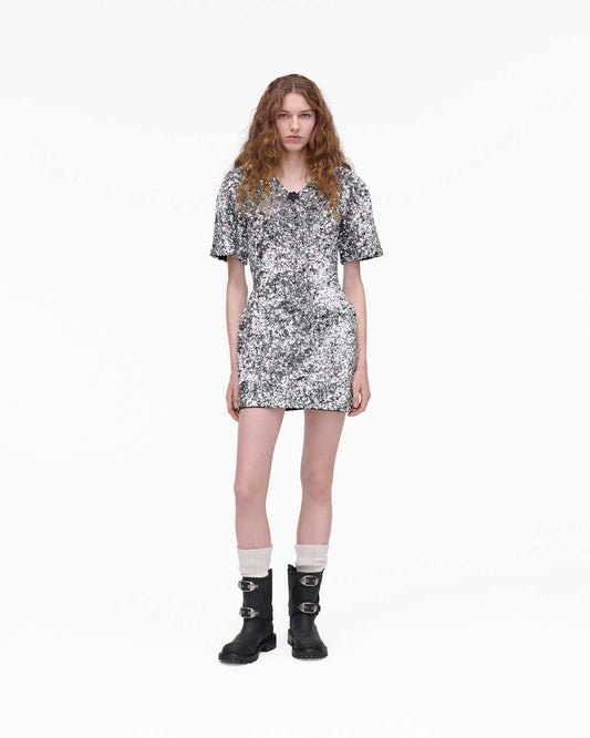 Sequin V-Neck Knit Dress Silver - Marc Jacobs Popular
