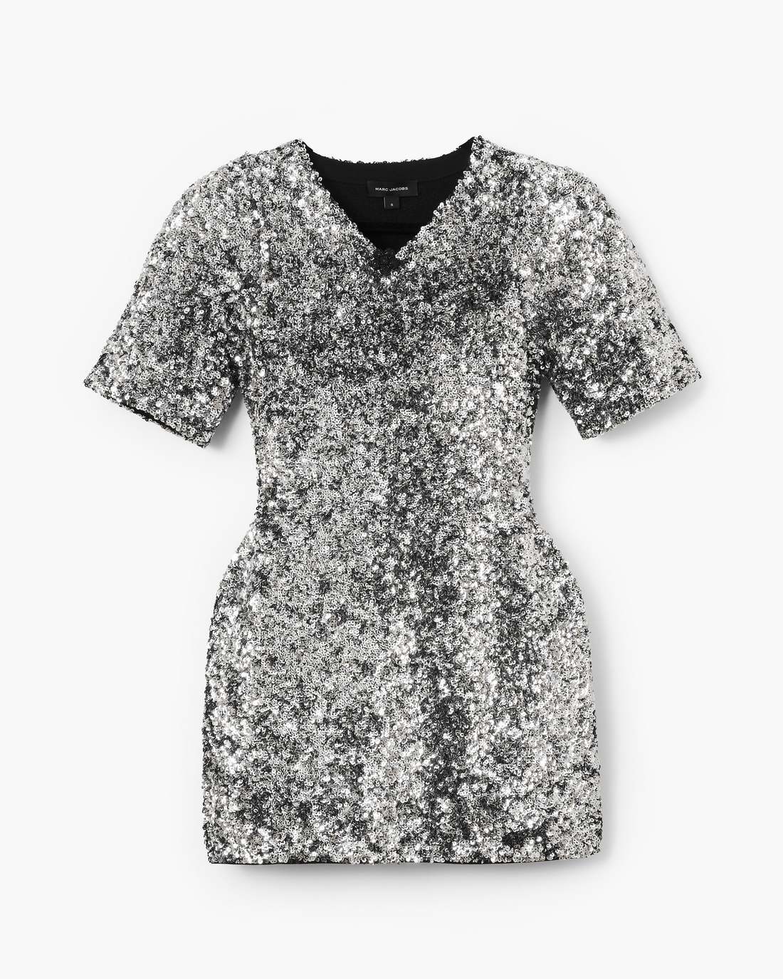 Sequin V-Neck Knit Dress Silver - Marc Jacobs Popular