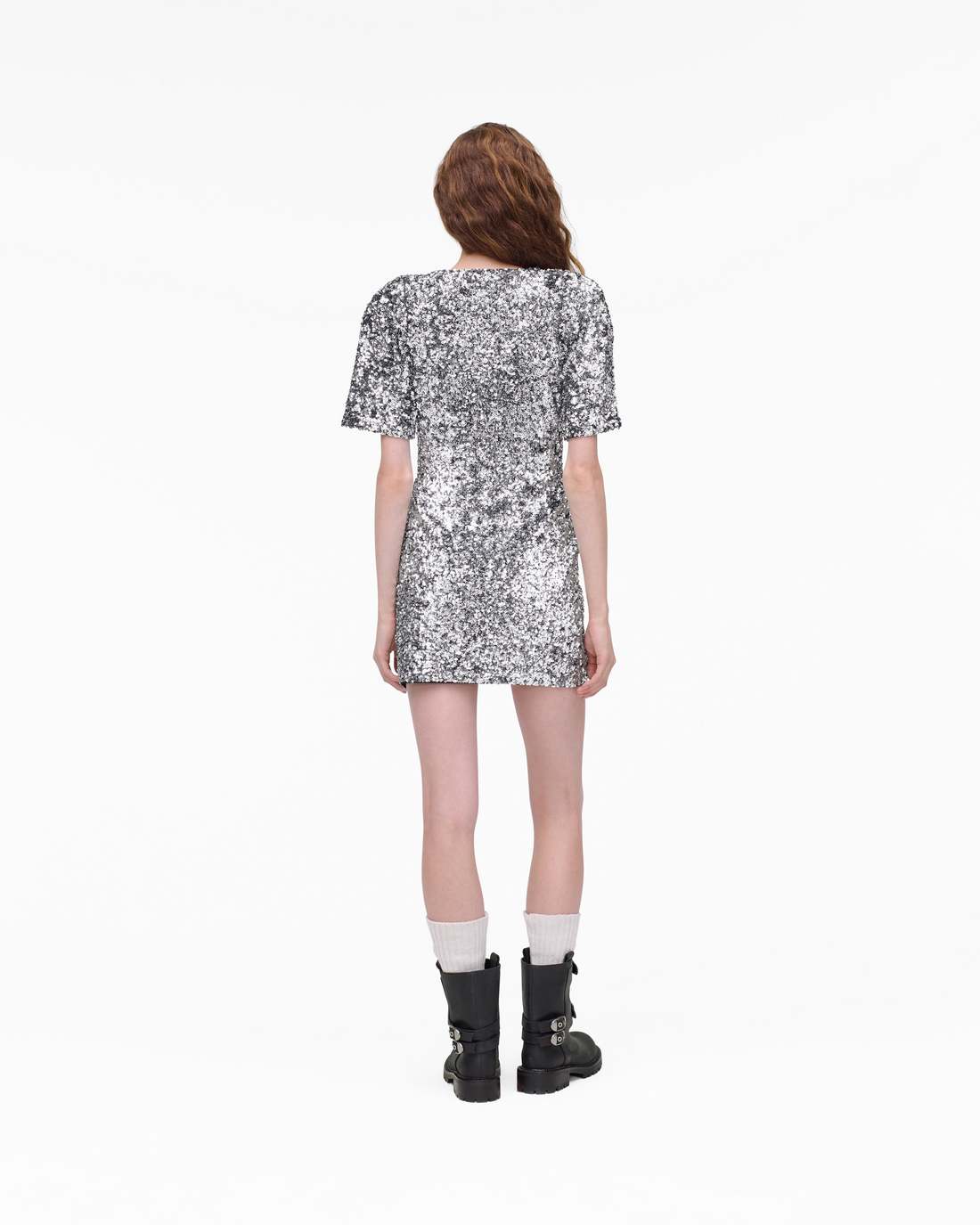 Sequin V-Neck Knit Dress Silver - Marc Jacobs Popular