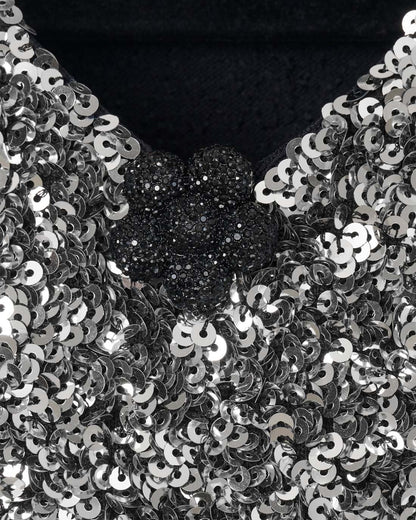 Sequin V-Neck Knit Dress Silver - Marc Jacobs Popular