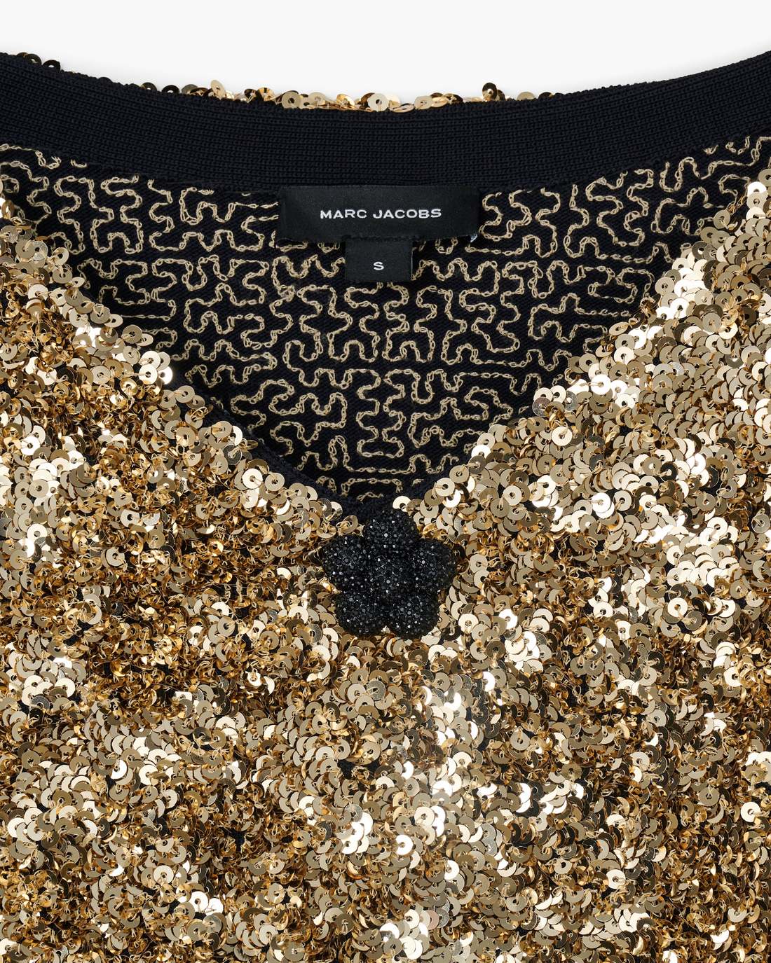 Sequin V-Neck Knit Dress Gold - Marc Jacobs Trending