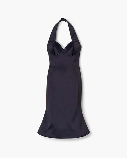 Sculpted Satin Halter Dress Black - Marc Jacobs Exclusive