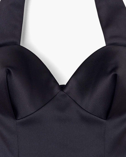 Sculpted Satin Halter Dress Black - Marc Jacobs Exclusive