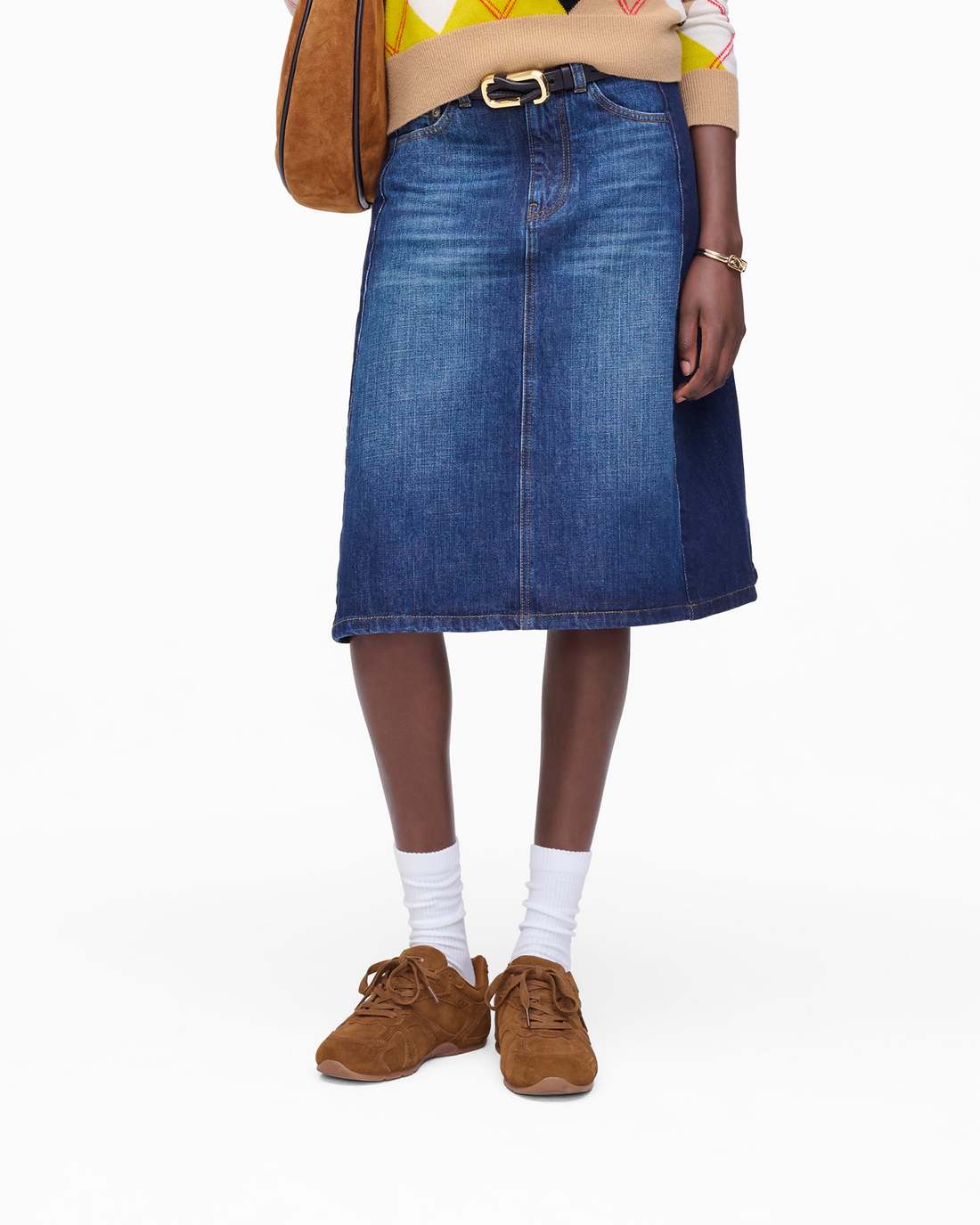 Two Tone Shadow Denim Skirt Dark Slub Indigo - Marc Jacobs Popular