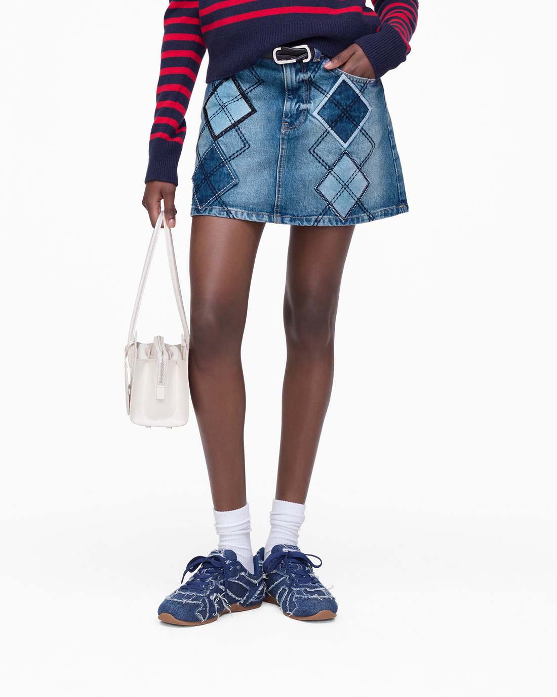 Argyle Patchwork Mini Skirt Bright Indigo - Marc Jacobs Trending