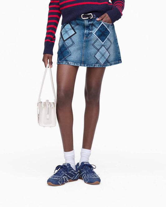 Argyle Patchwork Mini Skirt Bright Indigo - Marc Jacobs Trending