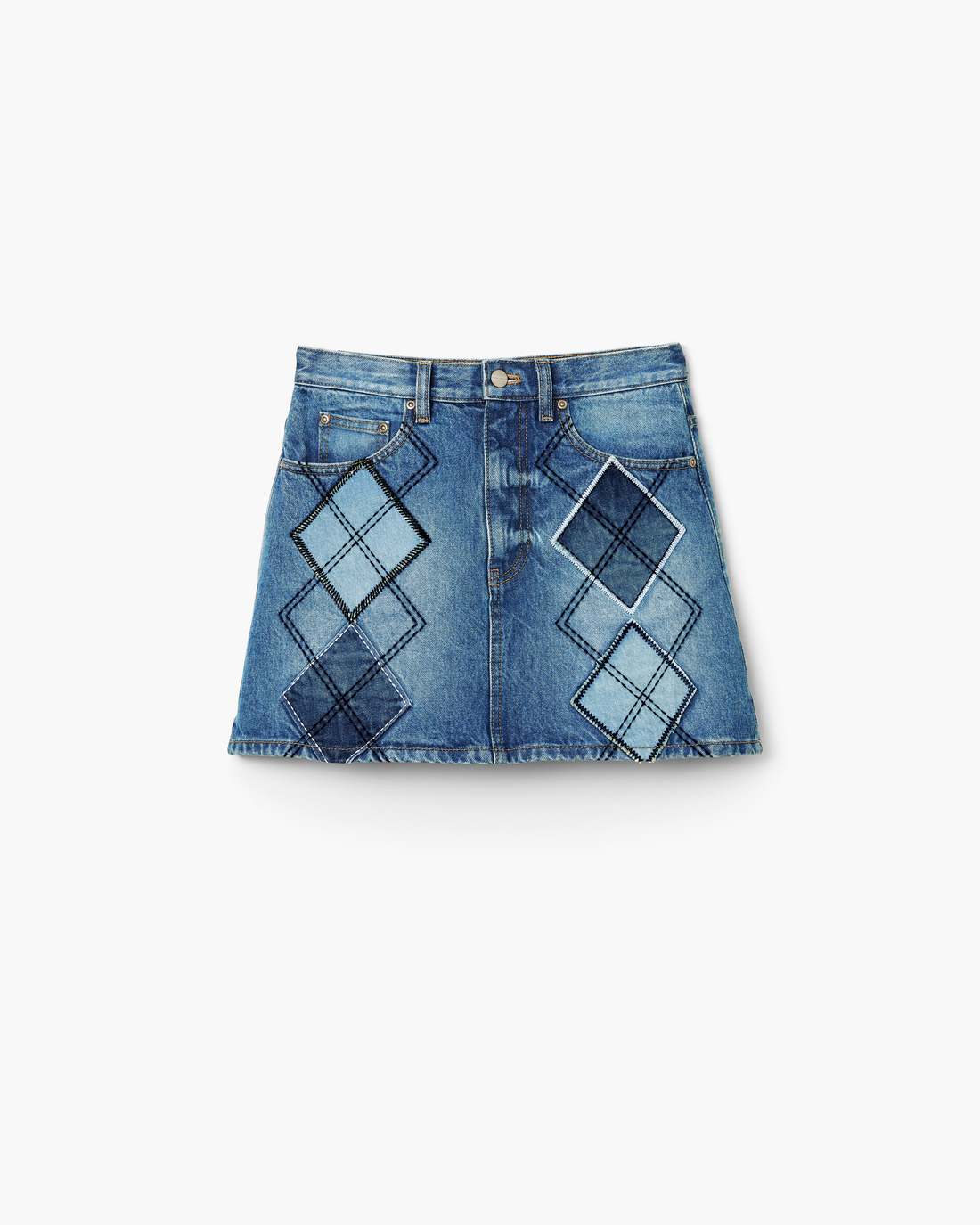 Argyle Patchwork Mini Skirt Bright Indigo - Marc Jacobs Trending
