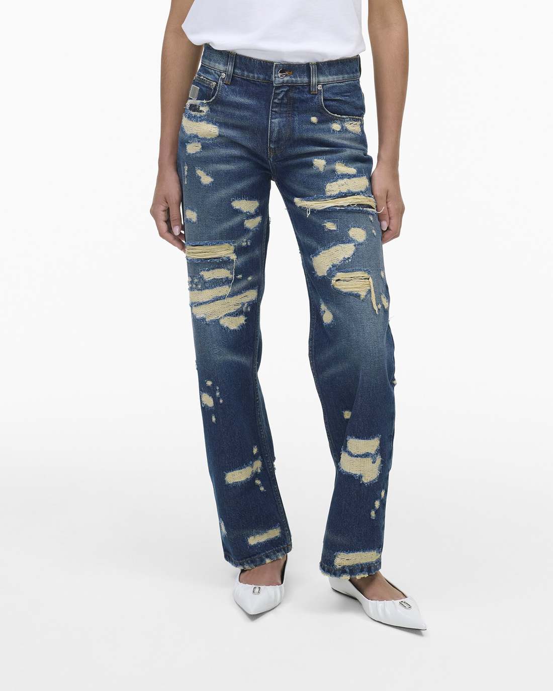 The Rip And Repair Straight Jean Punk Indigo - Marc Jacobs Premium