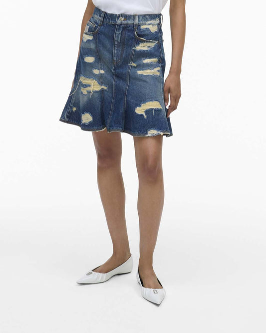 The Rip And Repair Fluted Mini Skirt Punk Indigo - Marc Jacobs Trending